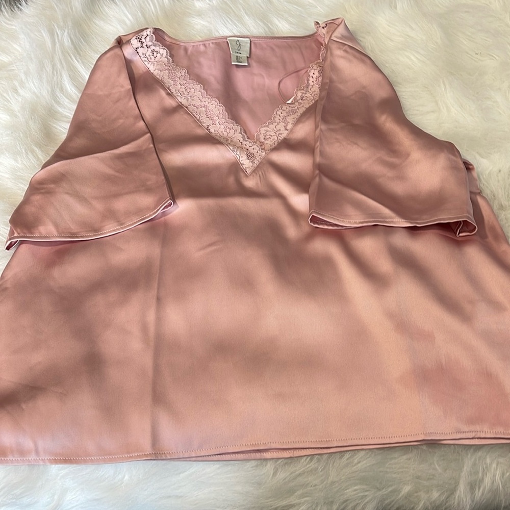 Brand new silky lace shirt size L nut fits like a M. Super cute